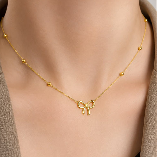 Premium Anti Tarnish Bow Pendant Necklace