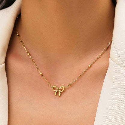 Premium Anti Tarnish Bow Pendant Necklace