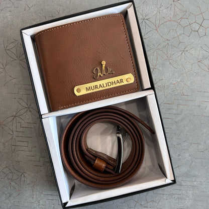 Personalized Premium Leather Wallet + Belt Useful Combo for Him