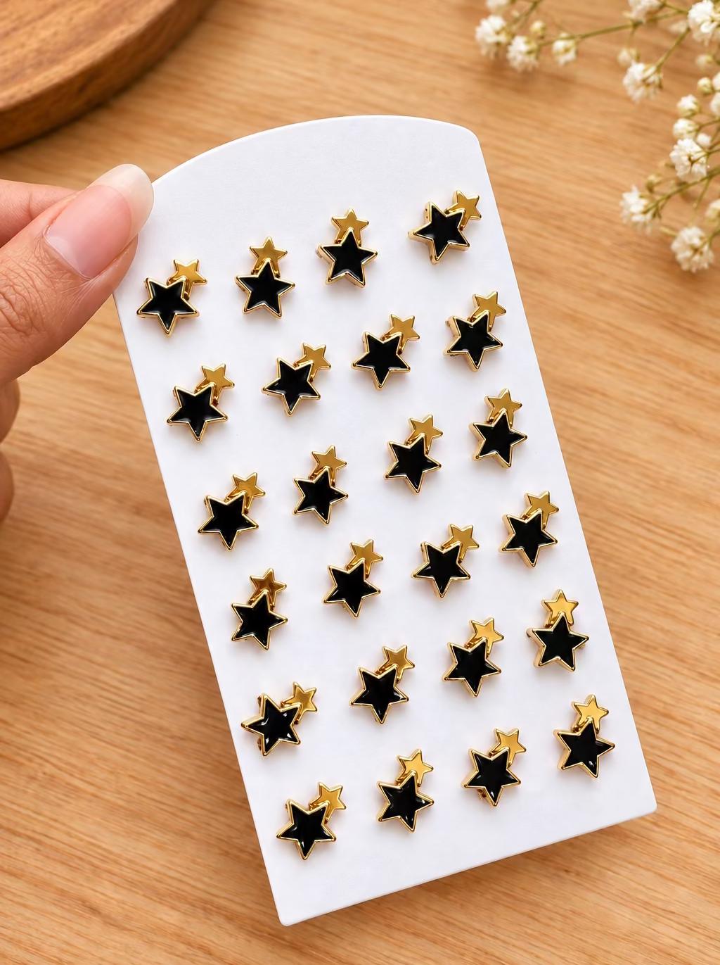 Double Star Stud Earrings (1 Pair)