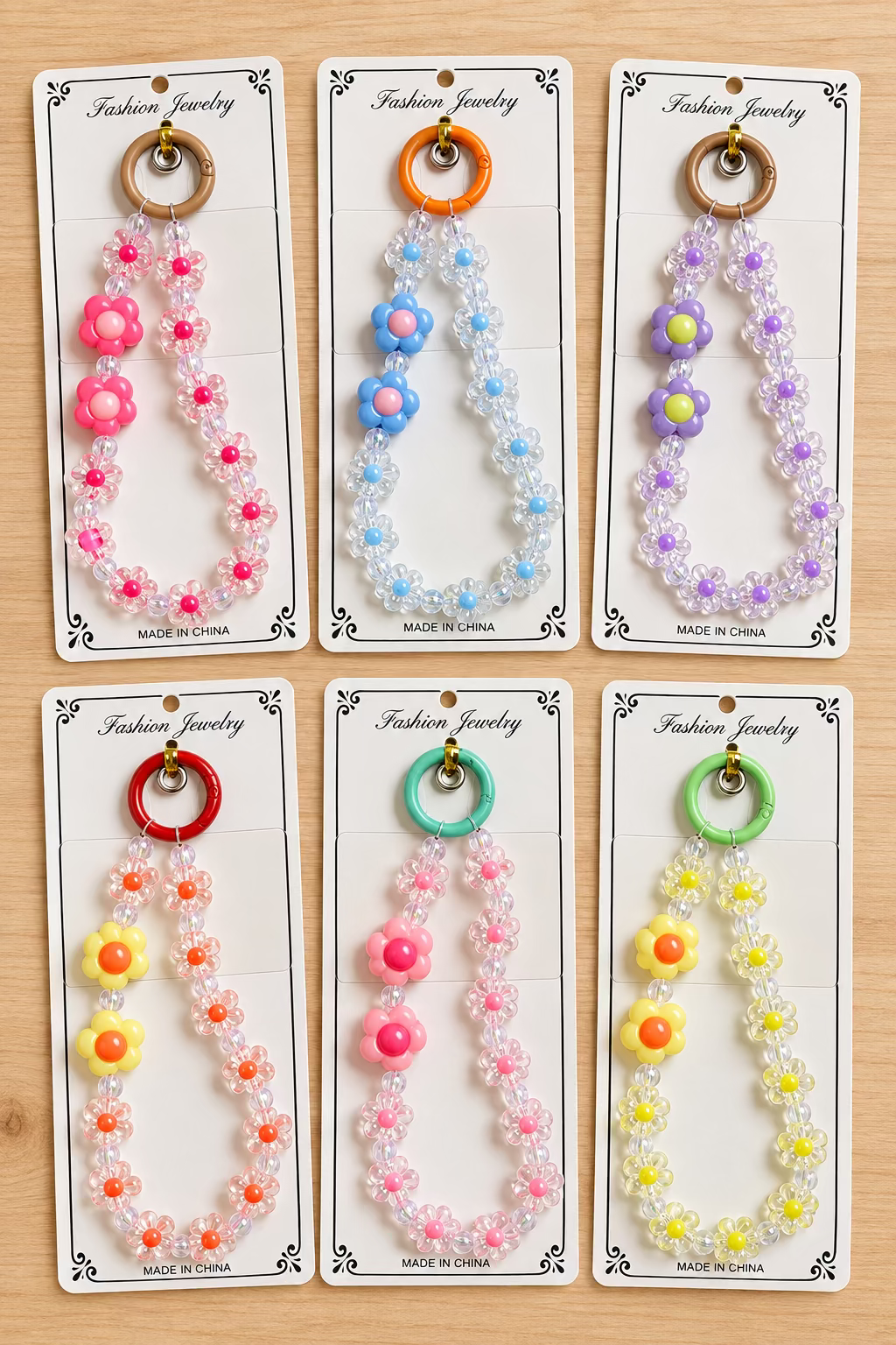 Cute Floral Beads Phone Charm with Patch