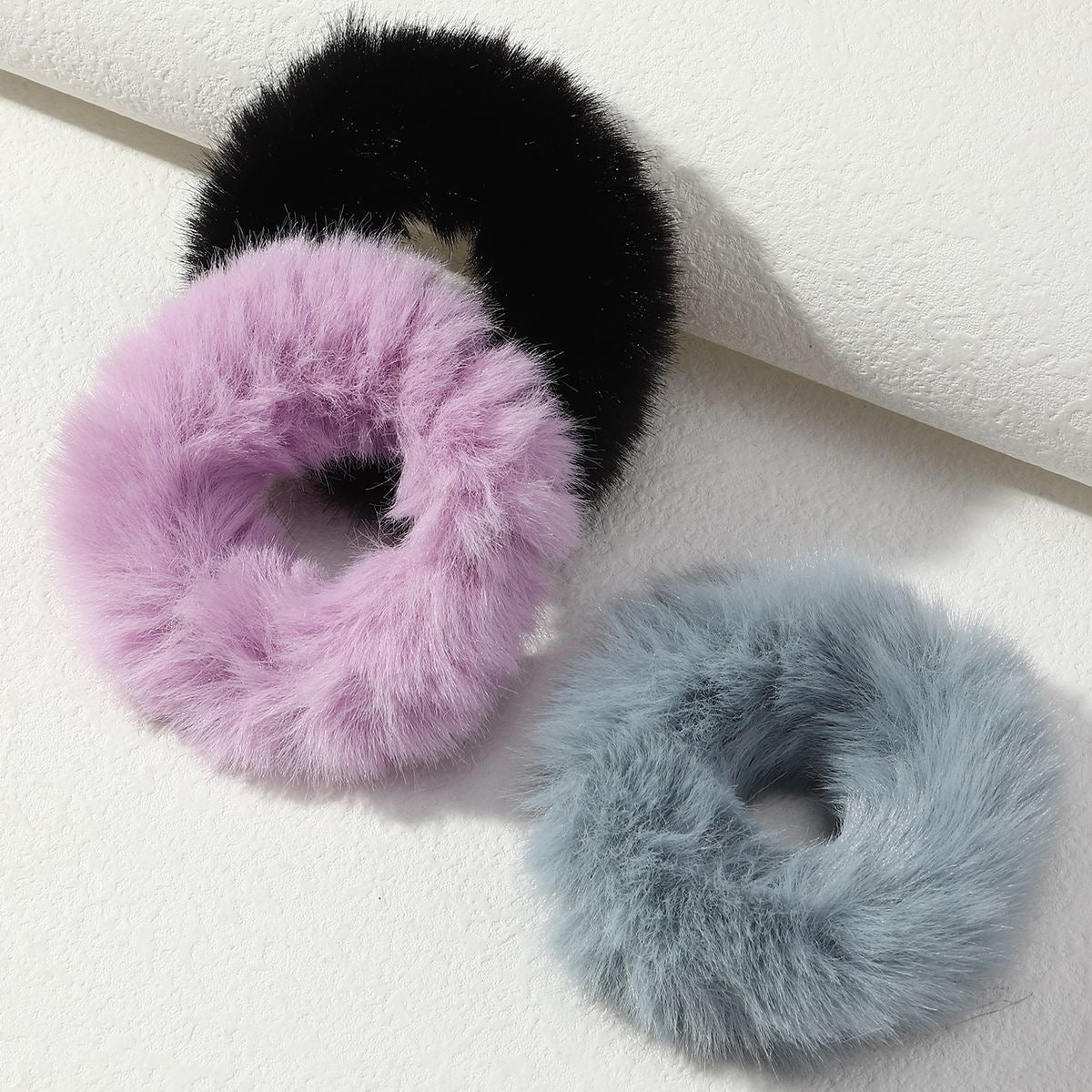Set of 3 Mini Fur Scrunchies (Random Colors)