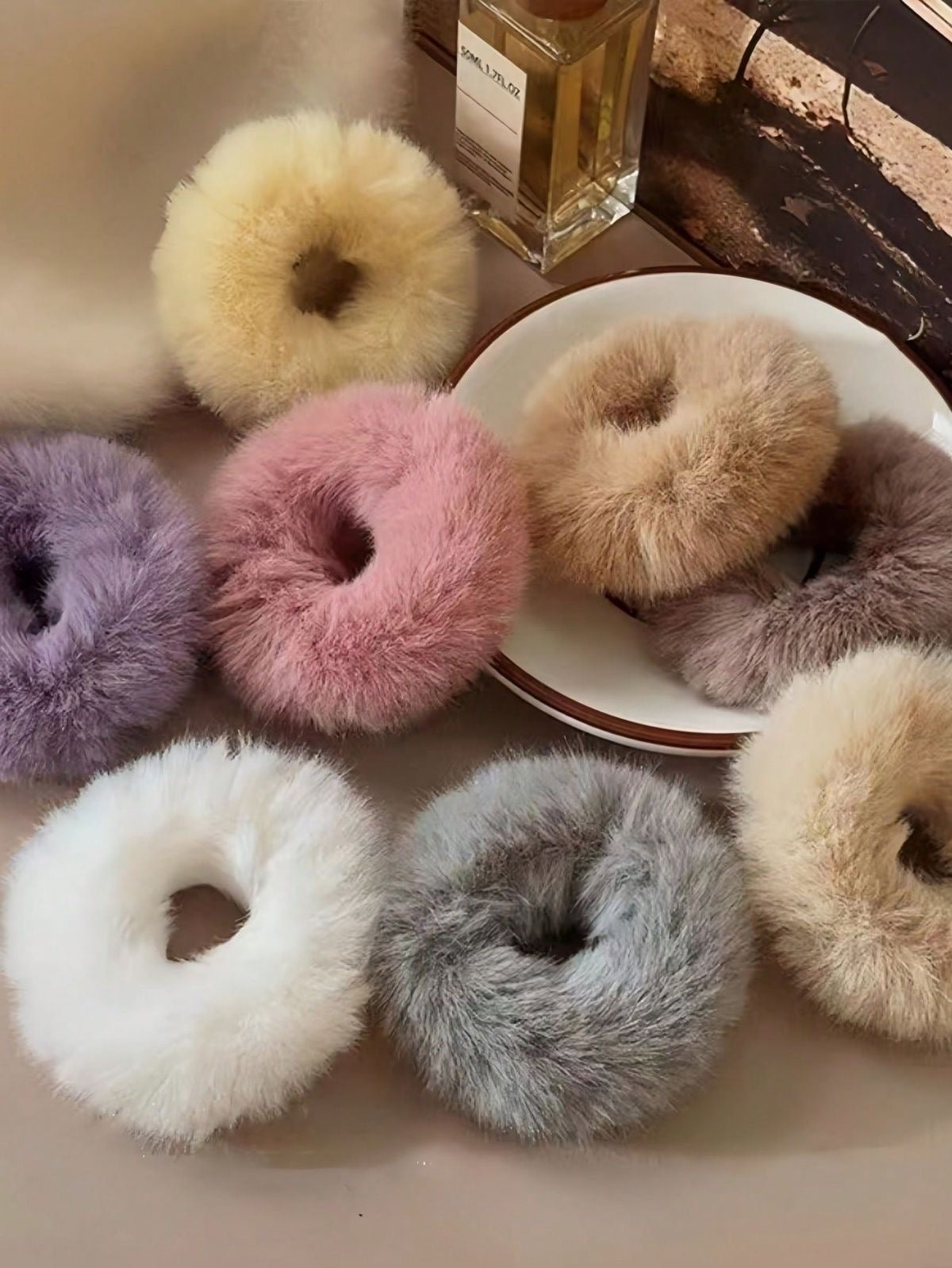 Set of 3 Mini Fur Scrunchies (Random Colors)