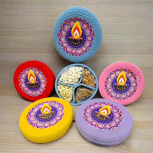 Premium Jute Cotton Dry Fruits Organizer | Festive Edition