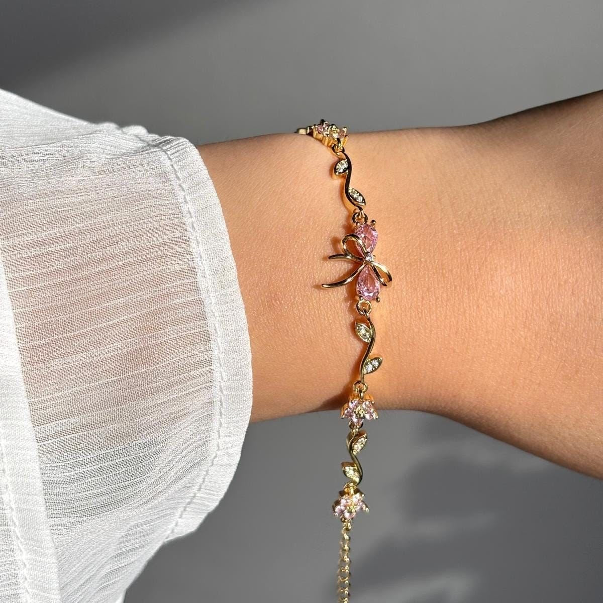 Premium Anti-Tarnish Bow & Floral Bracelet