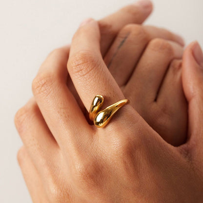 Liquid Adjustable Anti-Tarnish Gold Statement Ring