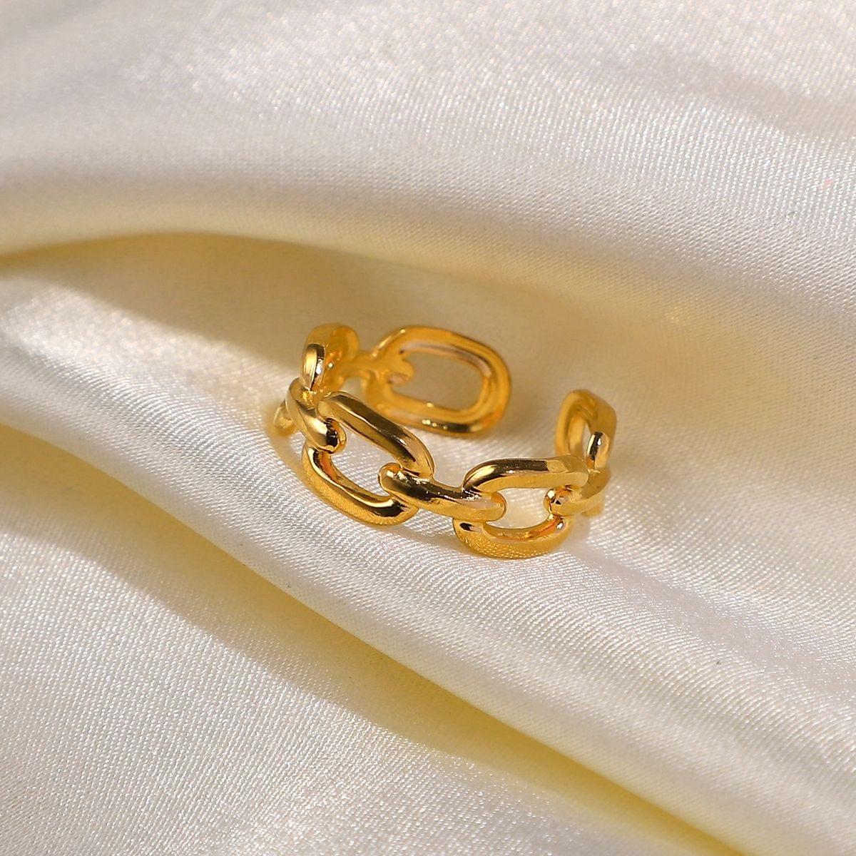 Golden Adjustable Anti-Tarnish Chain Link Ring