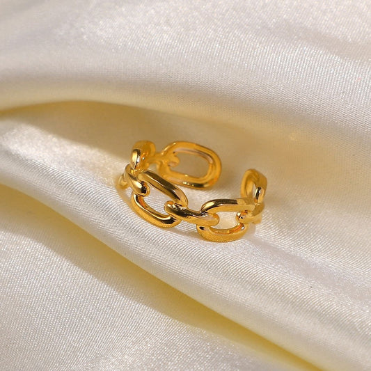 Golden Adjustable Anti-Tarnish Chain Link Ring