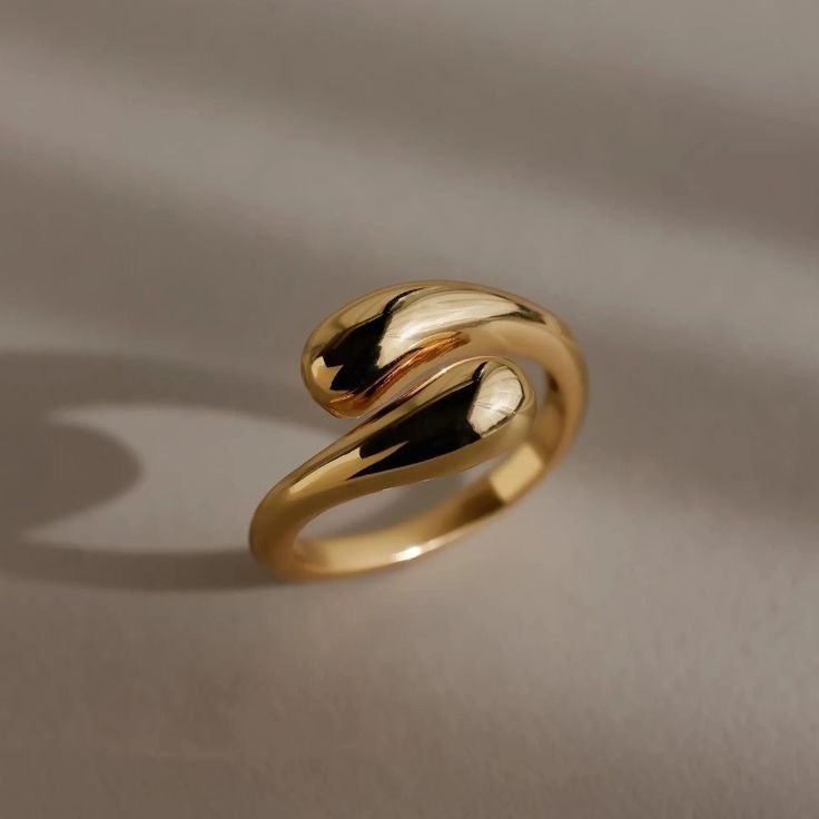 Liquid Adjustable Anti-Tarnish Gold Statement Ring