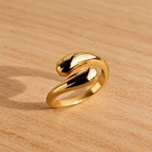 Liquid Adjustable Anti-Tarnish Gold Statement Ring