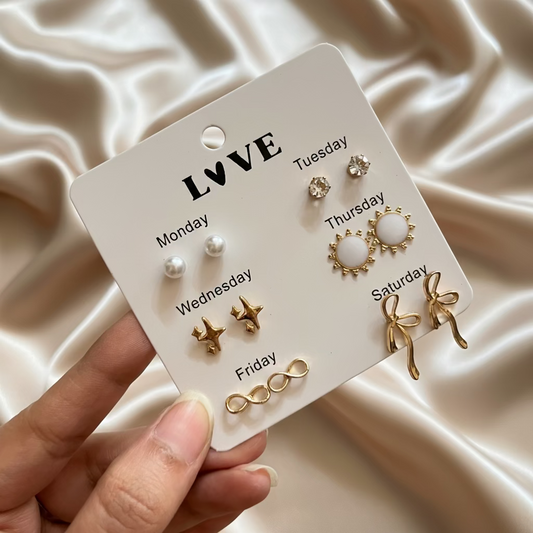 6 Stud Earrings Combo