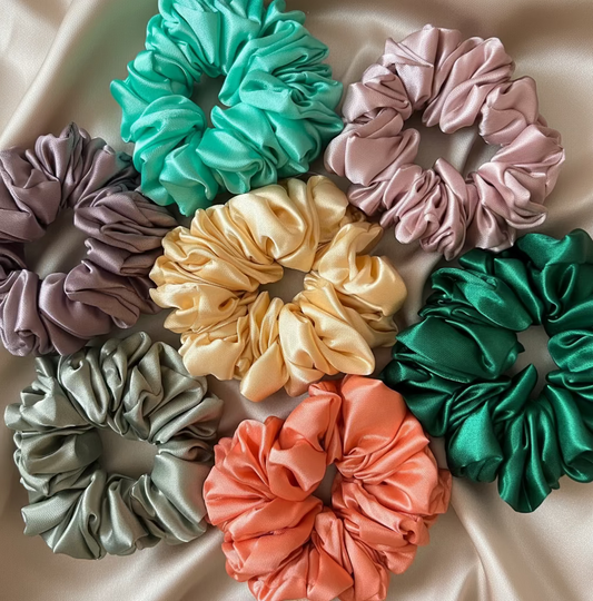 Fluffy Satin Scrunchies