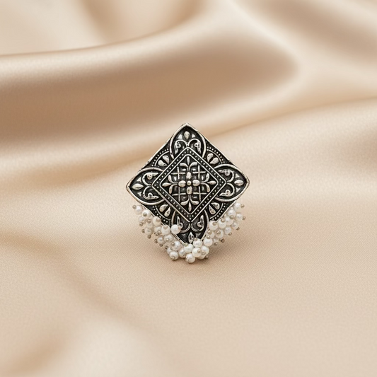 Intricate Oxidised Silver Ring