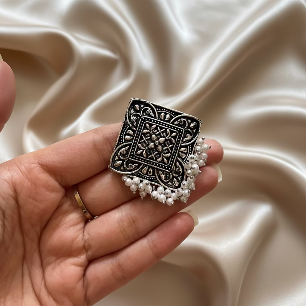 Intricate Oxidised Silver Ring