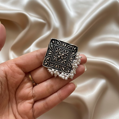 Intricate Oxidised Silver Ring