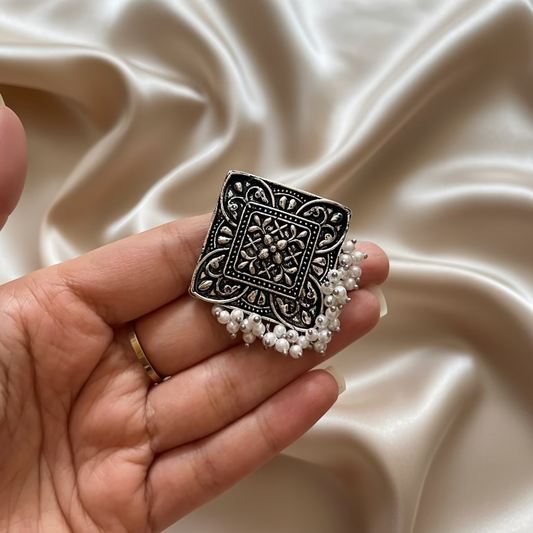 Intricate Oxidised Silver Ring
