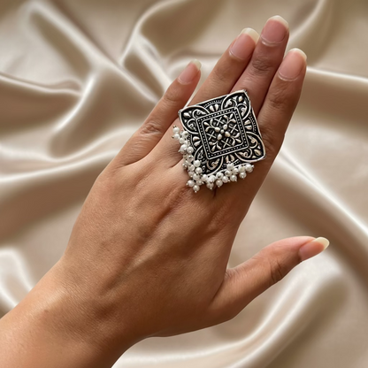 Intricate Oxidised Silver Ring