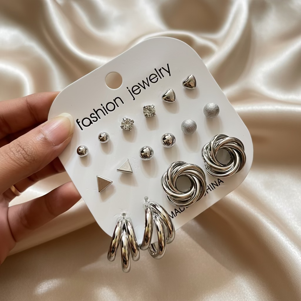 8 Earrings Combo Set