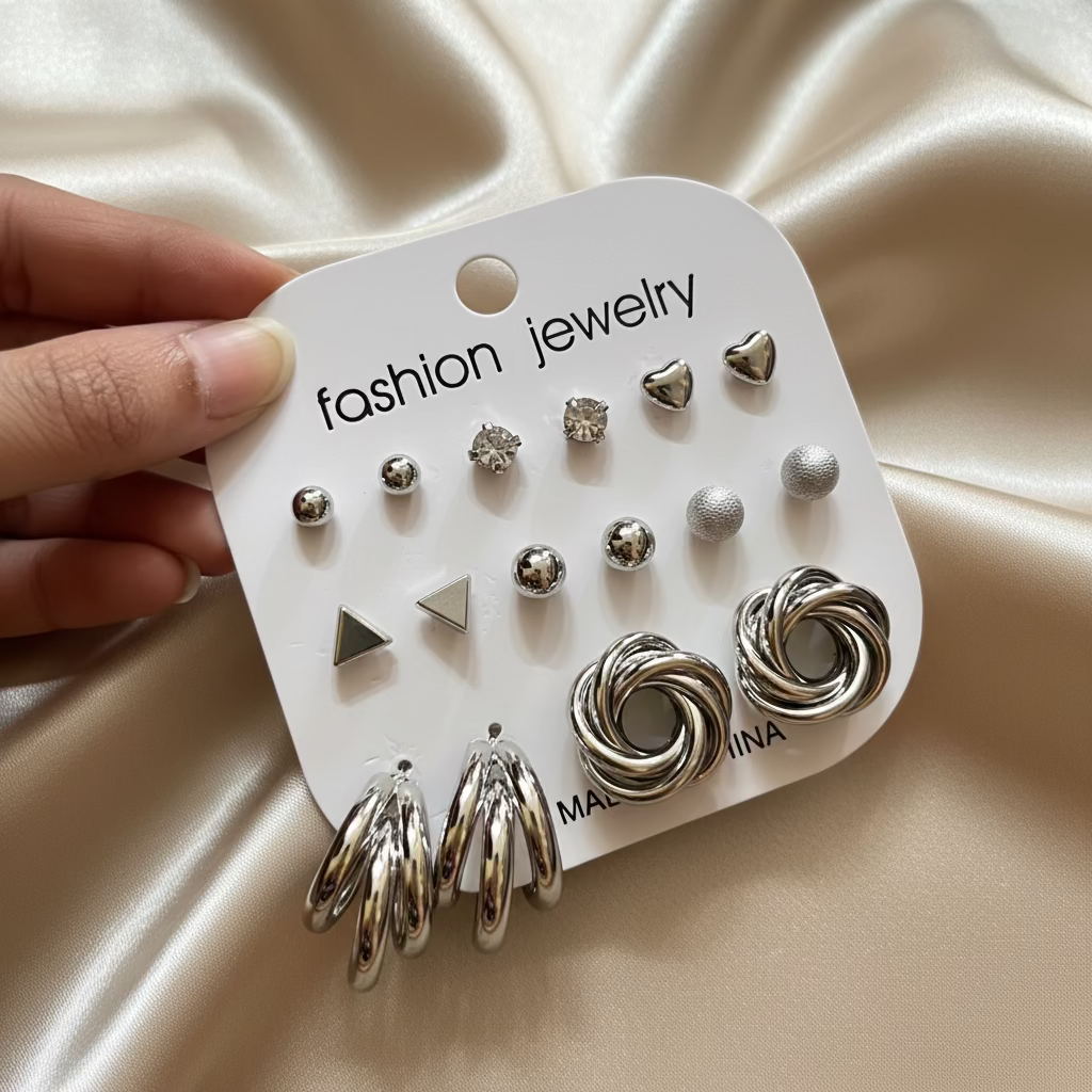 8 Earrings Combo Set