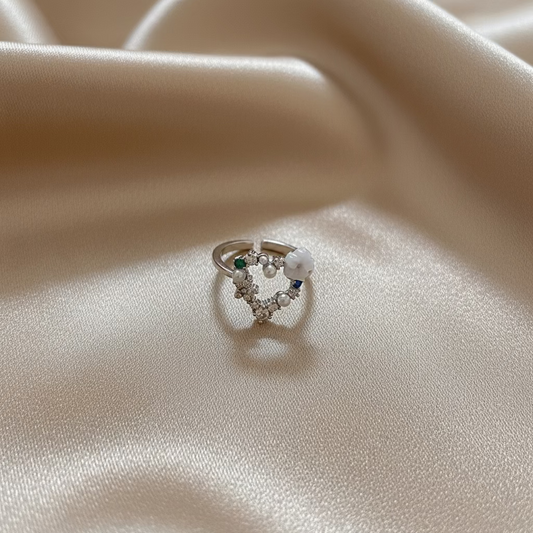 Dainty Heart Ring | Anti-Tarnish | Silver Adjustable Ring
