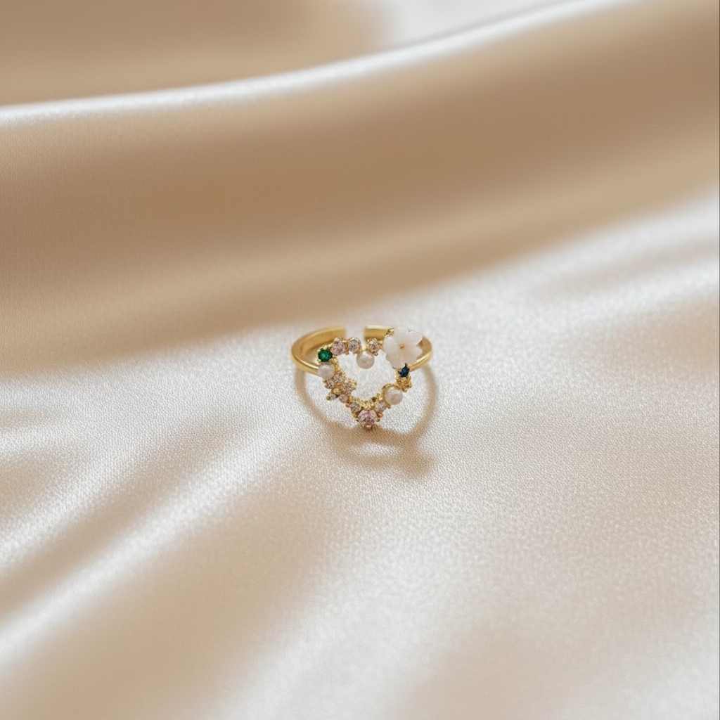 Dainty Heart Ring | Anti-Tarnish | Golden Adjustable Ring