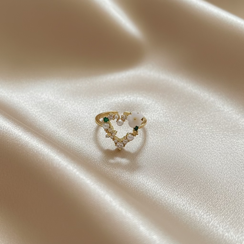 Dainty Heart Ring | Anti-Tarnish | Golden Adjustable Ring