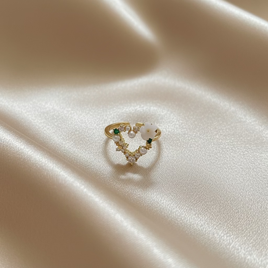 Dainty Heart Ring | Anti-Tarnish | Golden Adjustable Ring