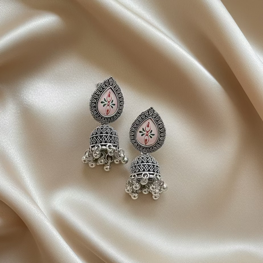 Silver Oxidised Jhumkas