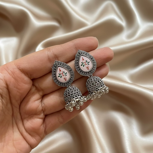 Silver Oxidised Jhumkas