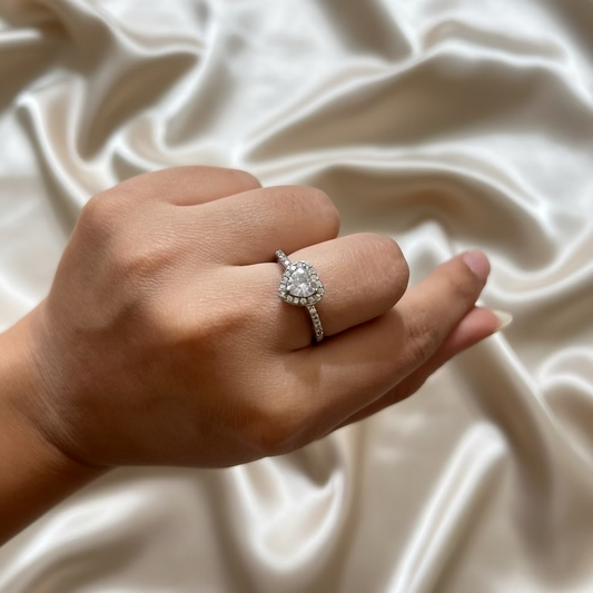 Premium Adjustable Heart Diamond Ring – Waterproof & Anti-Tarnish