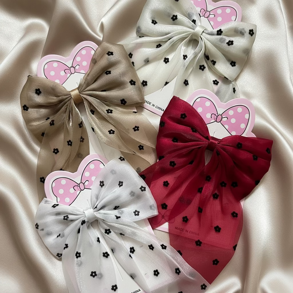 Floral Bow Hair Clips