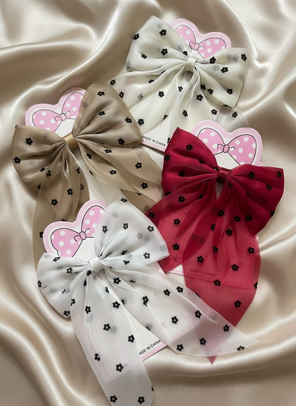 Floral Bow Hair Clips