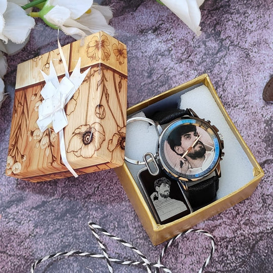 Stainless Steel Keychain + Photo Watch Unisex Combo
