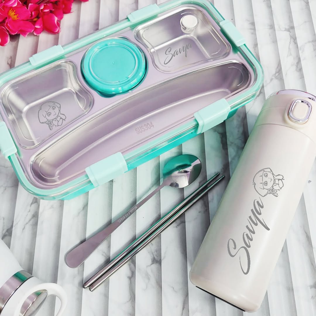4 Slot Lunch Box + Vaccum Temperature Bottle