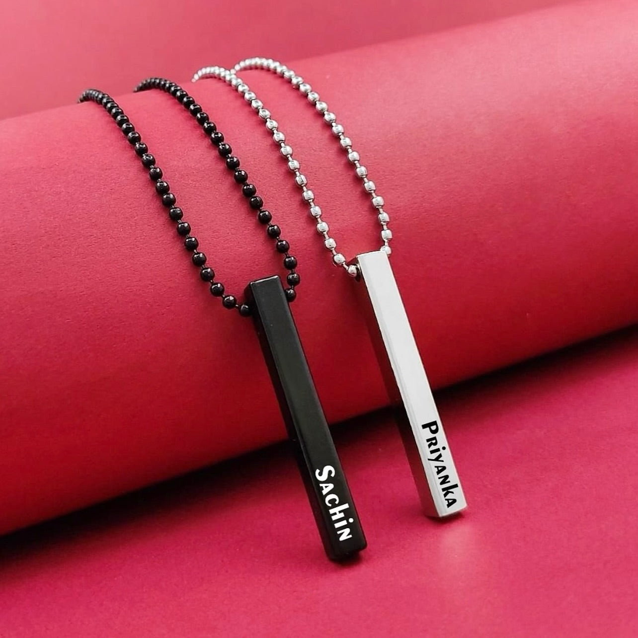 Personalized Stainless Steel Bar Pendant Necklace
