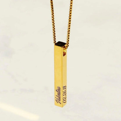 Personalized Stainless Steel Bar Pendant Necklace
