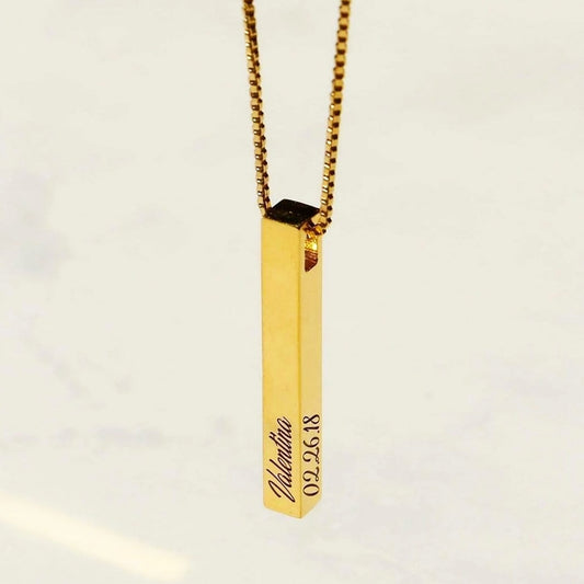 Personalized Stainless Steel Bar Pendant Necklace