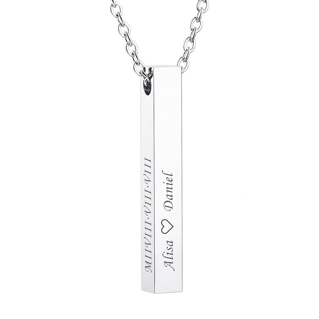 Personalized Stainless Steel Bar Pendant Necklace