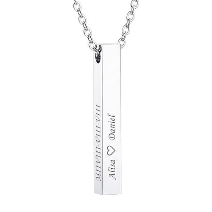 Personalized Stainless Steel Bar Pendant Necklace