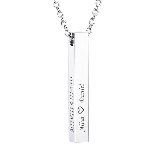 Personalized Stainless Steel Bar Pendant Necklace