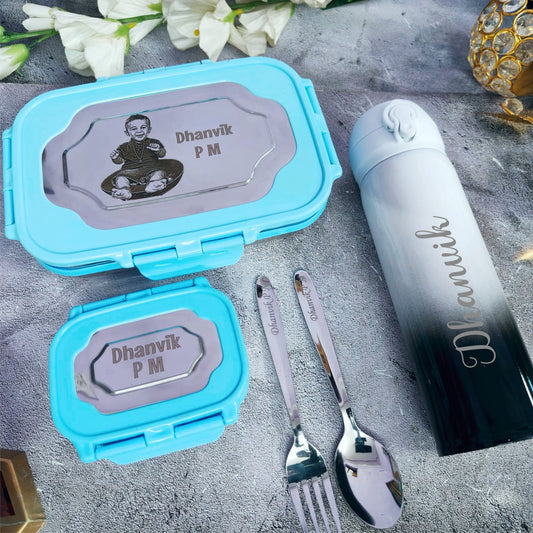 Personalized Premium Kids Photo Lunch Box & Flask Combo