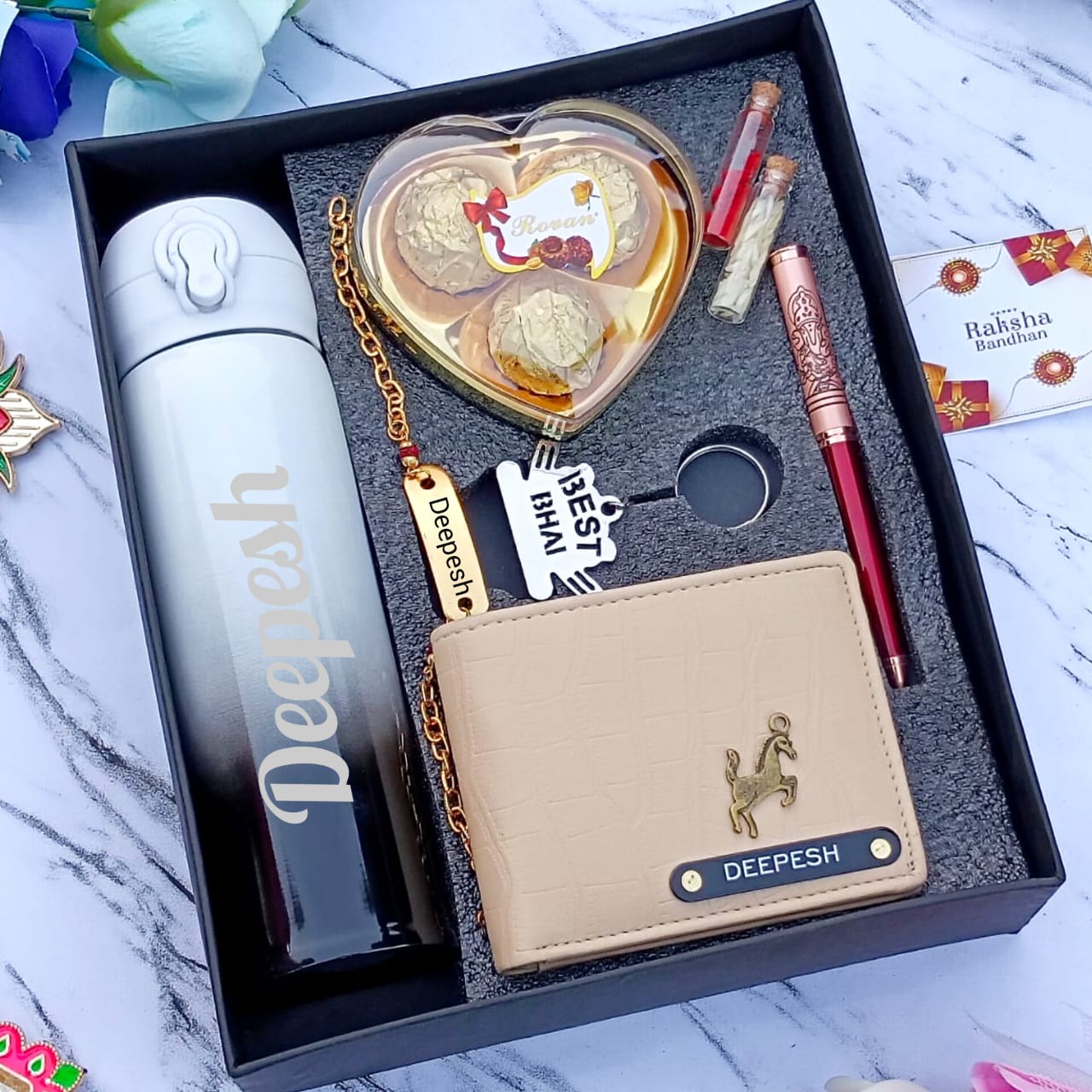 Personalized Premium Ganpati Pen Rakhi Combo