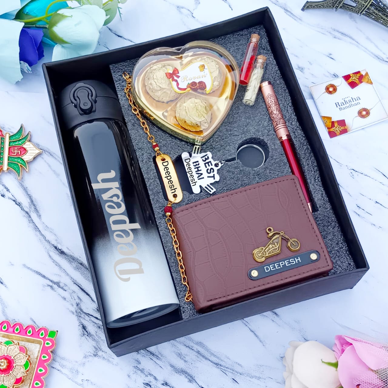 Personalized Premium Ganpati Pen Rakhi Combo