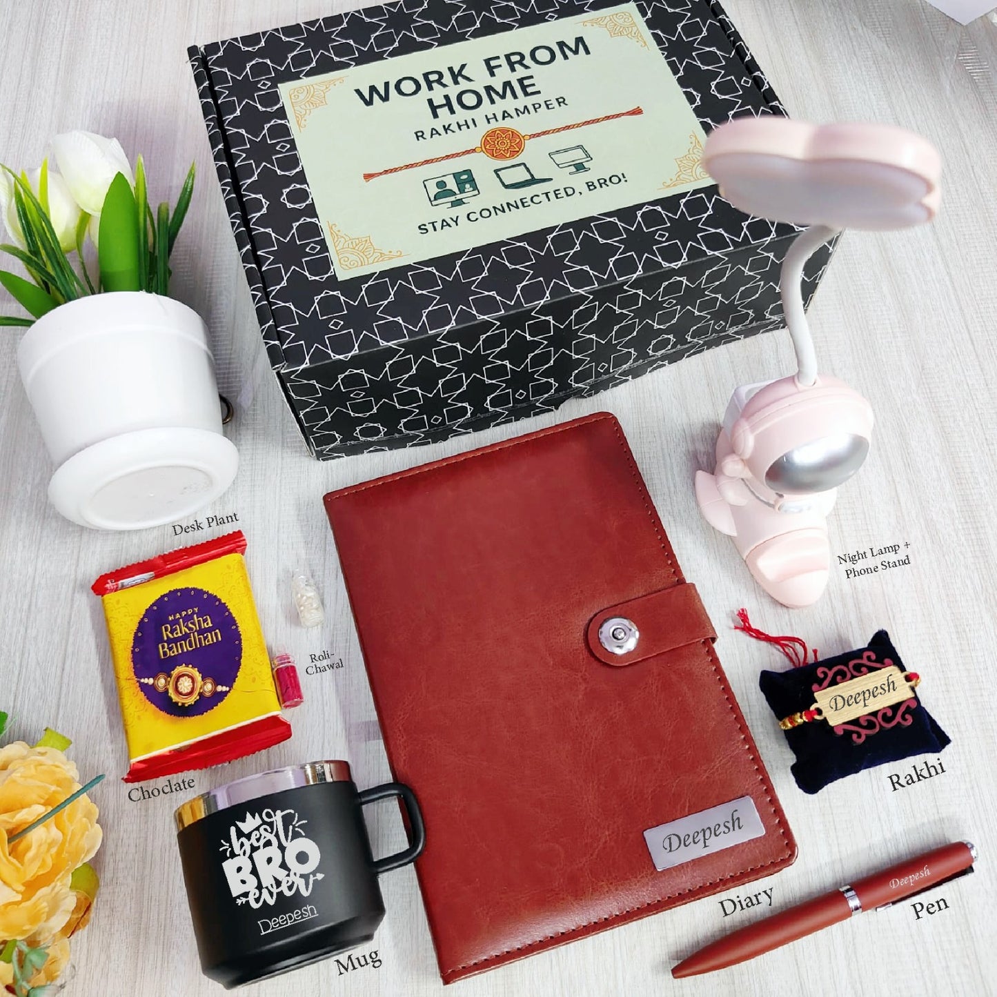 Personalized "Work From Home Wala Bhai" Rakhi Hamper