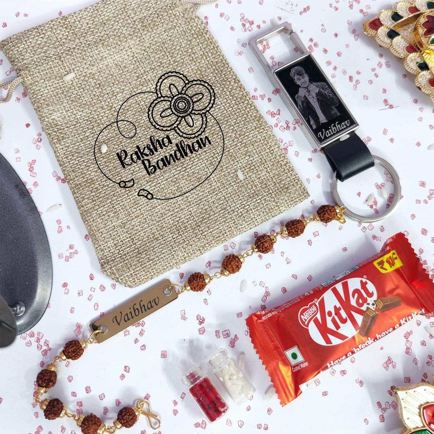 Personalized Eco-Friendly Jute Bag Rakhi Combo