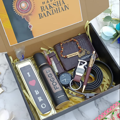 Personalized 10-Piece Men's Lifestyle Rakhi Hamper