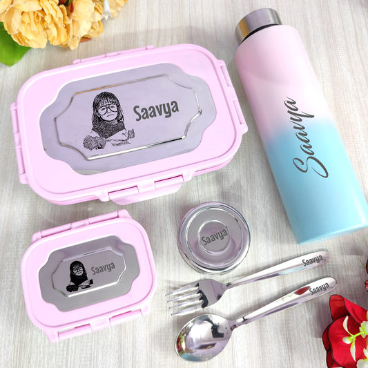 Personalized Premium Kids Photo Lunch Box & Flask Combo