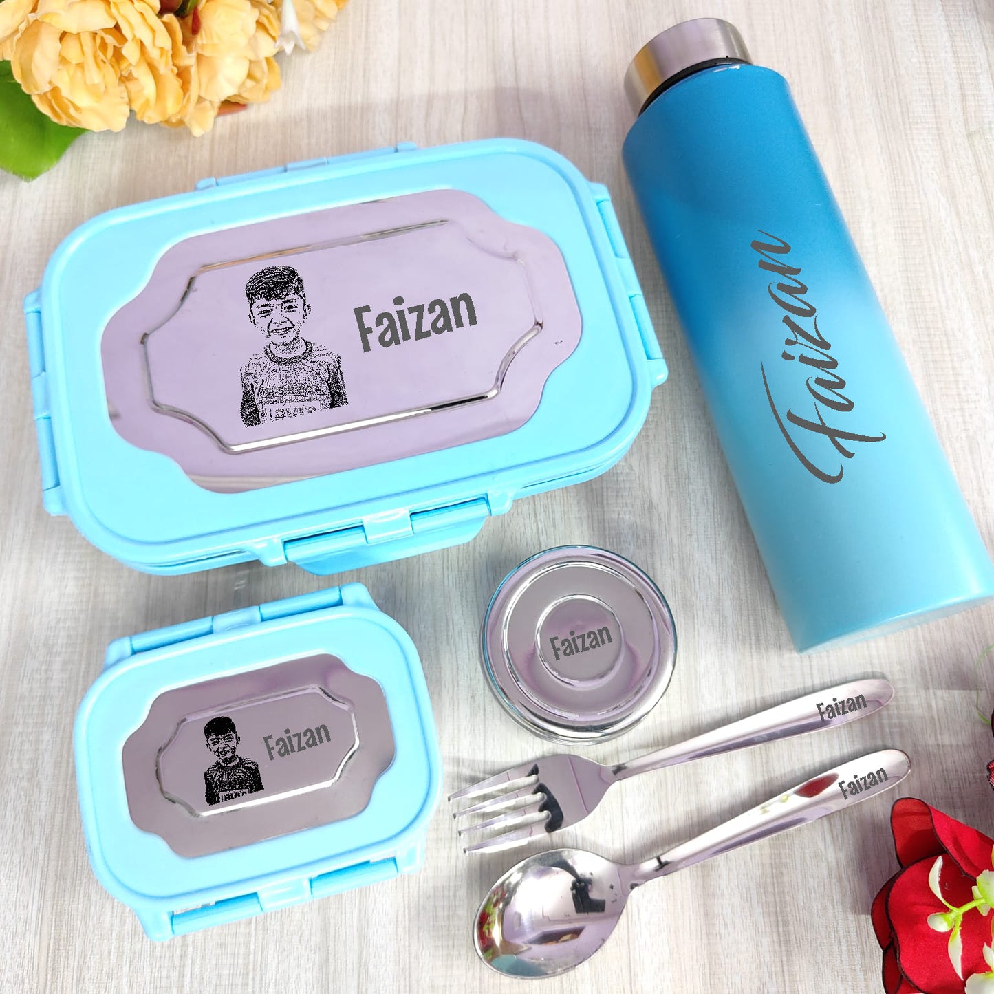 Personalized Premium Kids Photo Lunch Box & Flask Combo
