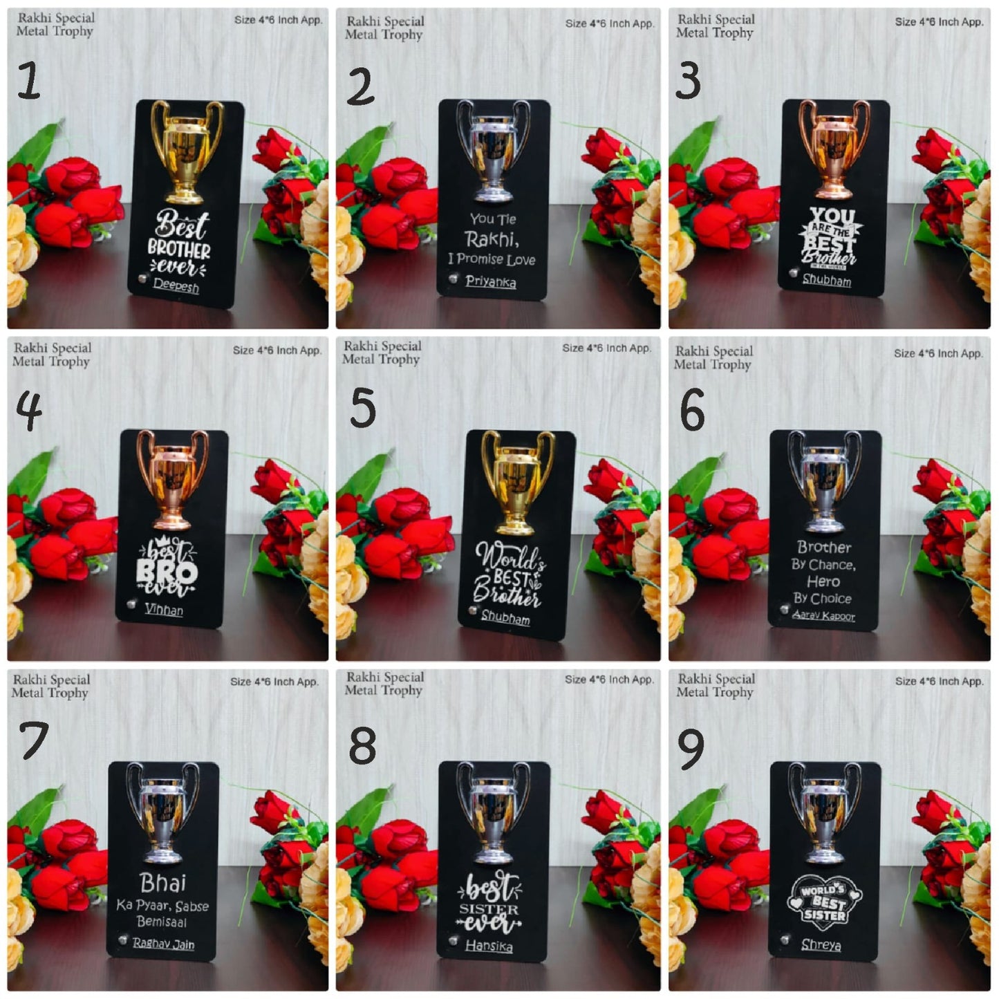 Personalized Premium Italian Leather & Trophy Rakhi Combo