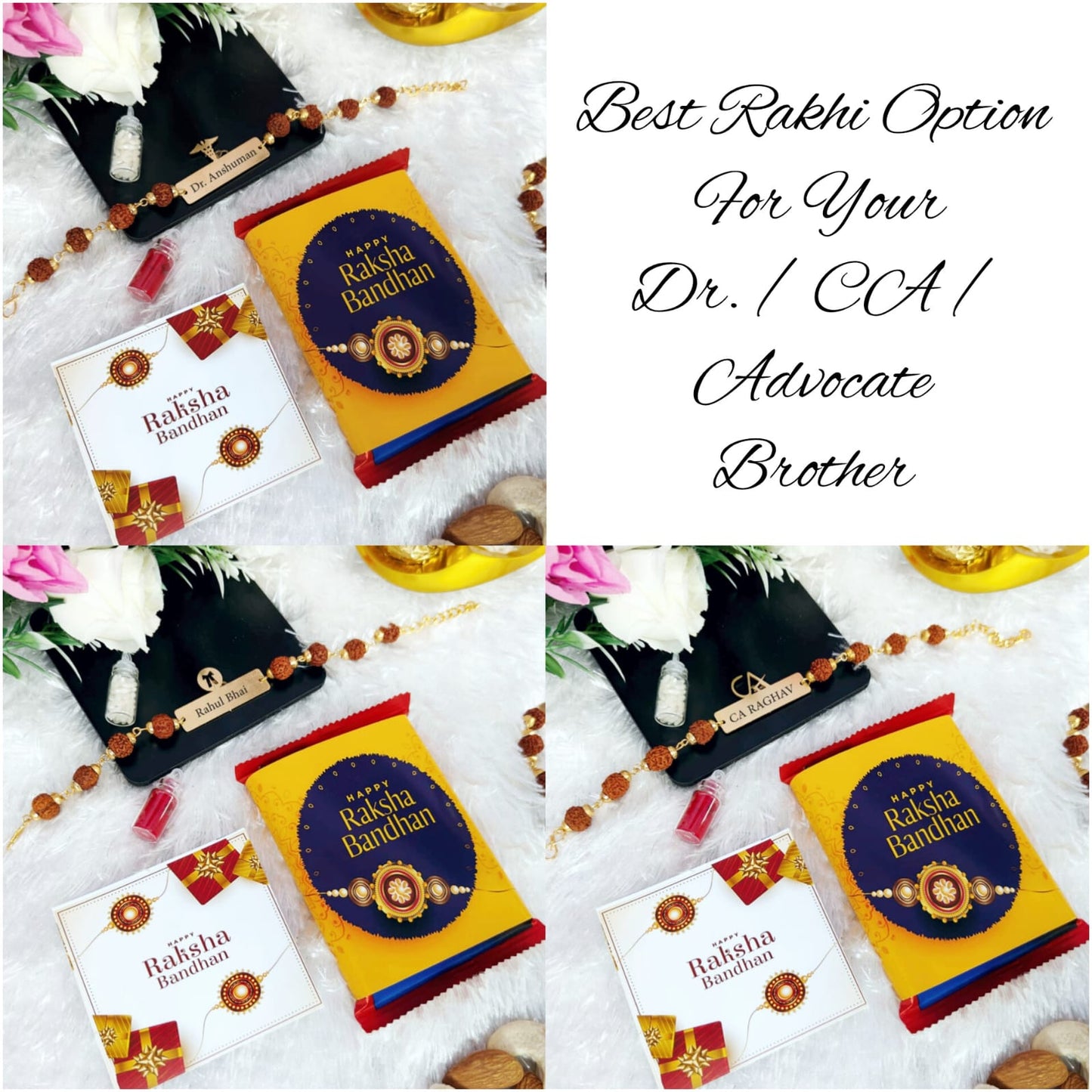 Profession-Themed Brass Rakhi Combo (Doctor, CA, Advocate)